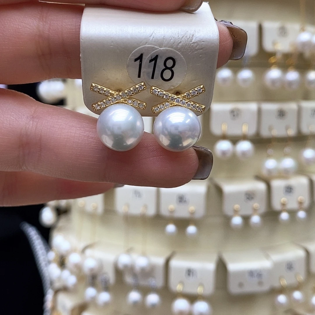 耳饰淡水珍珠银S925镶嵌