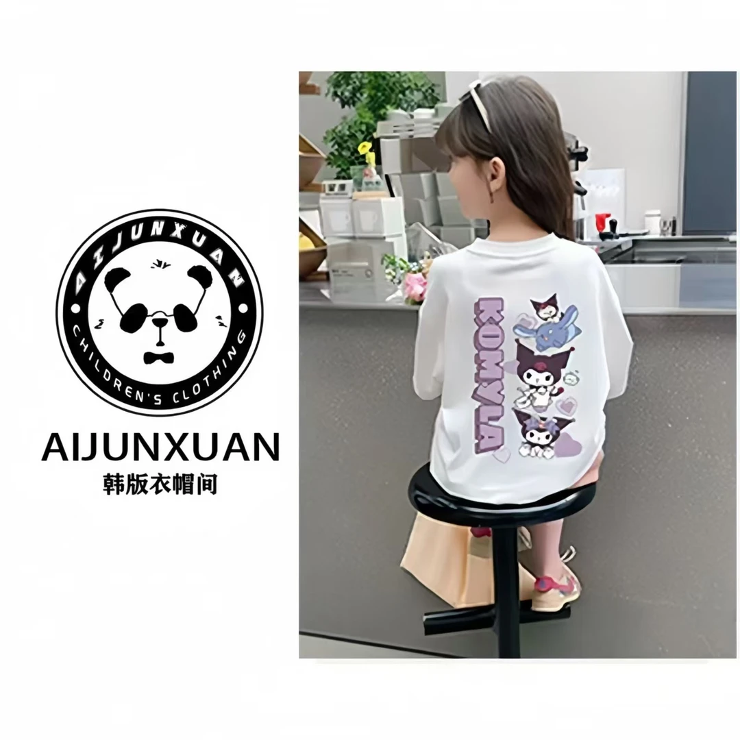 【现货】2025韩版夏季新款女童棉质好看百搭T恤上衣半袖