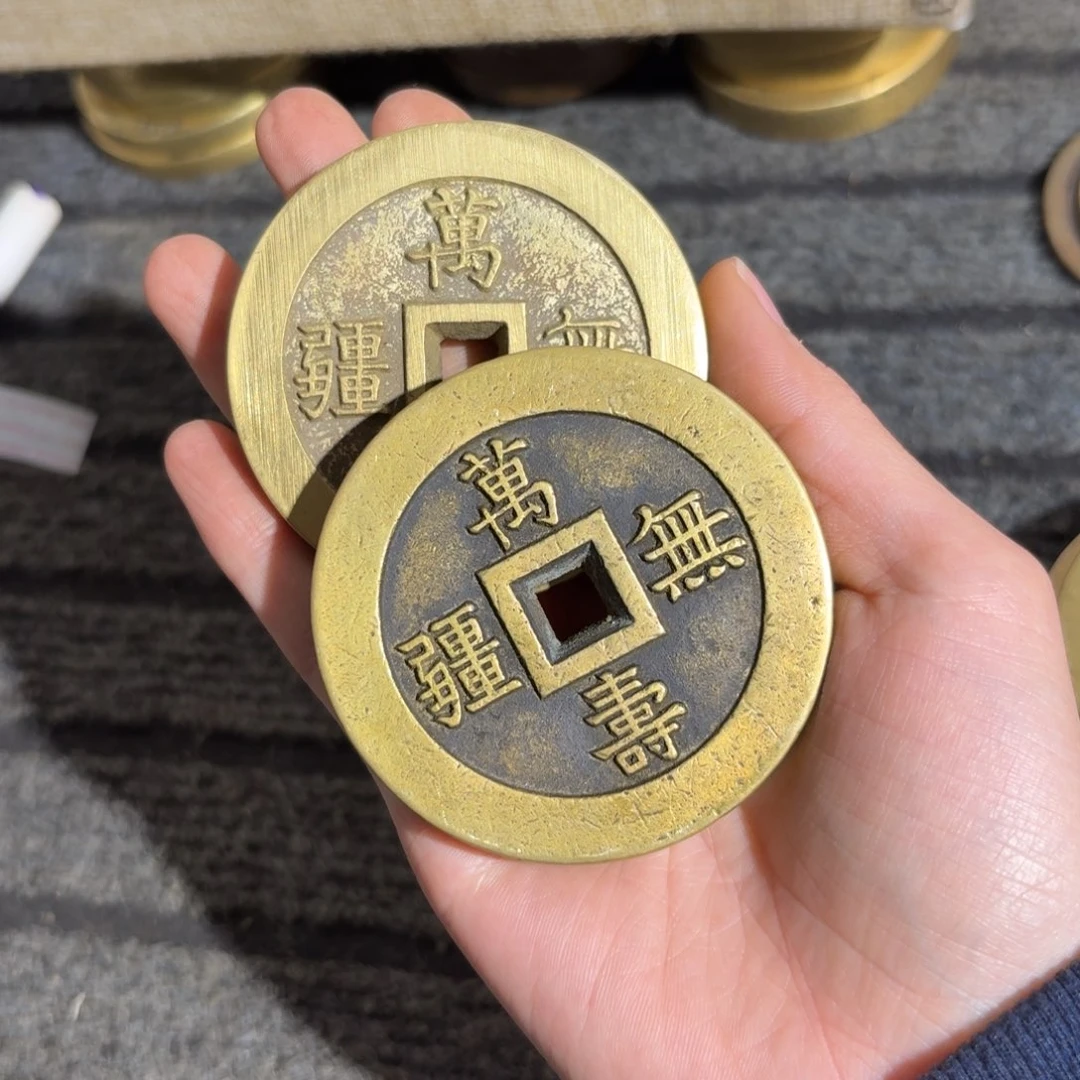 ༂***ༀ铜2枚花钱手工翻砂铸造现代工艺品