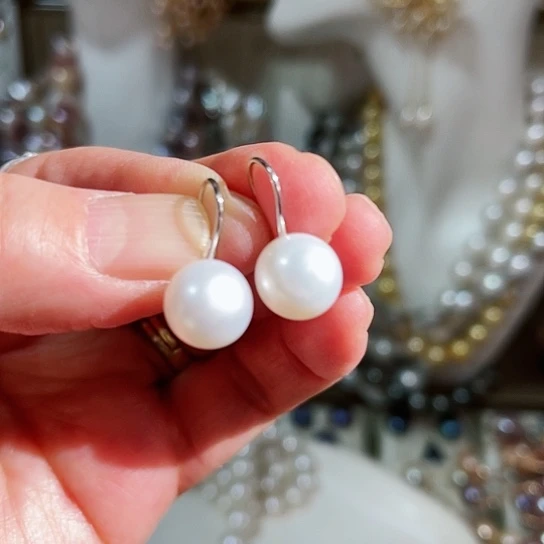 淡水珍珠耳饰银S925镶嵌