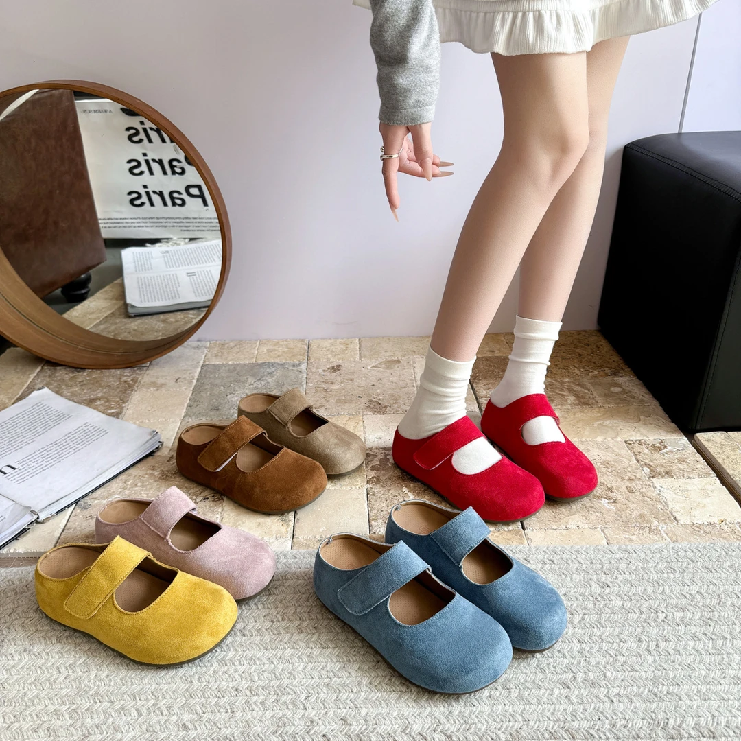 复古内增高勃肯鞋拖女外穿2025年新款魔术贴懒人一脚蹬包头半拖