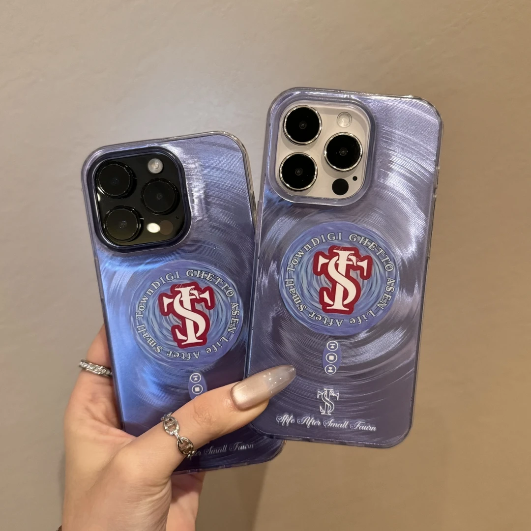 stk蓝胶唱片旋涡壳适用苹果16/15promax手机壳iPhone12/14