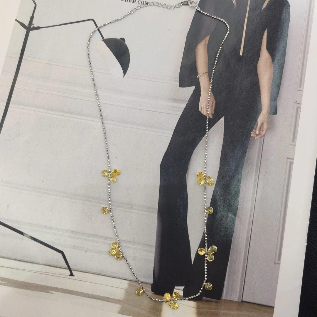 925银银制品 F166九两五黄色片片项链