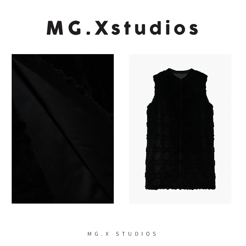 【墨绒格语】MGX高端定制黑色水貂毛绒马甲M53A4630B1CM