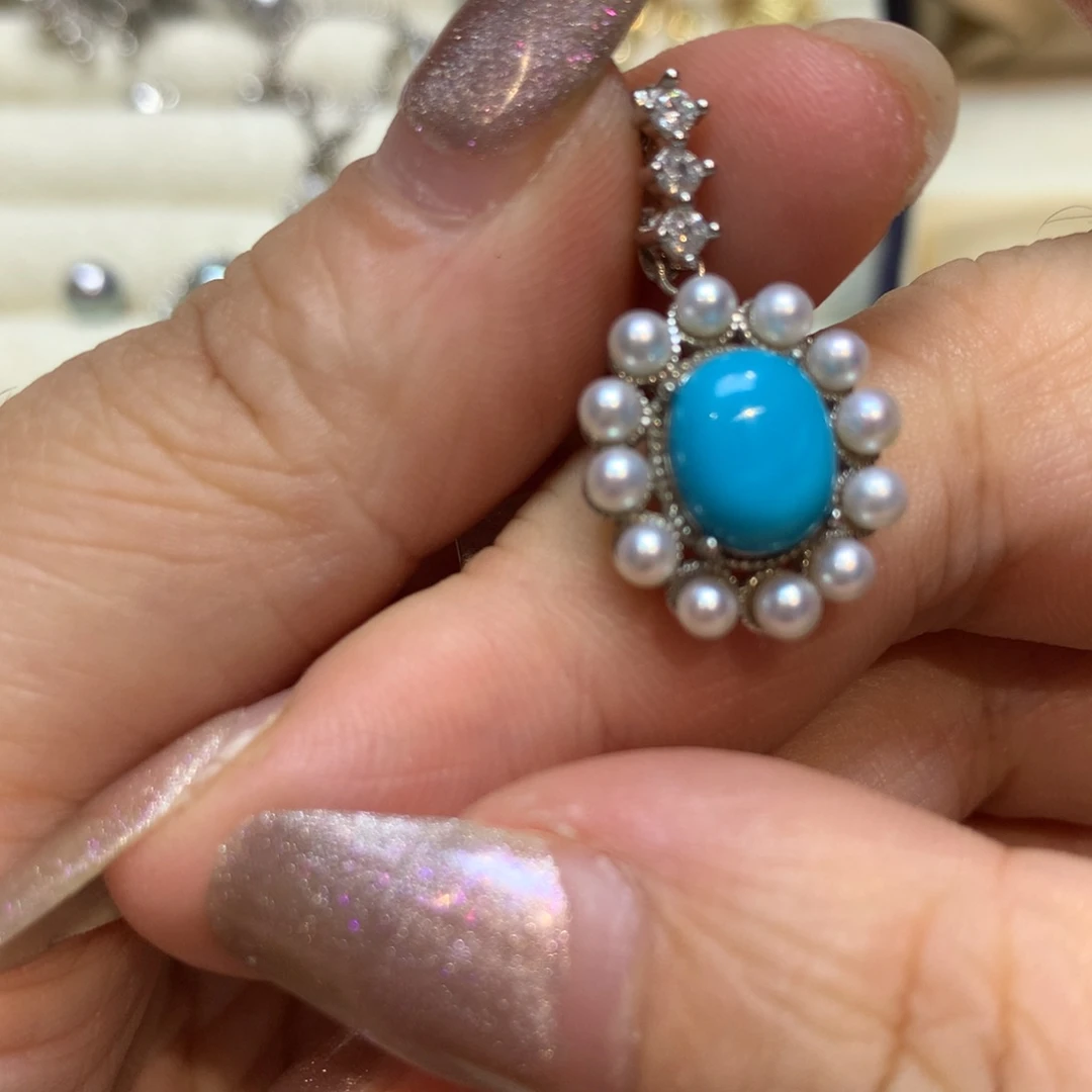 绿松石银S925镶嵌颈饰