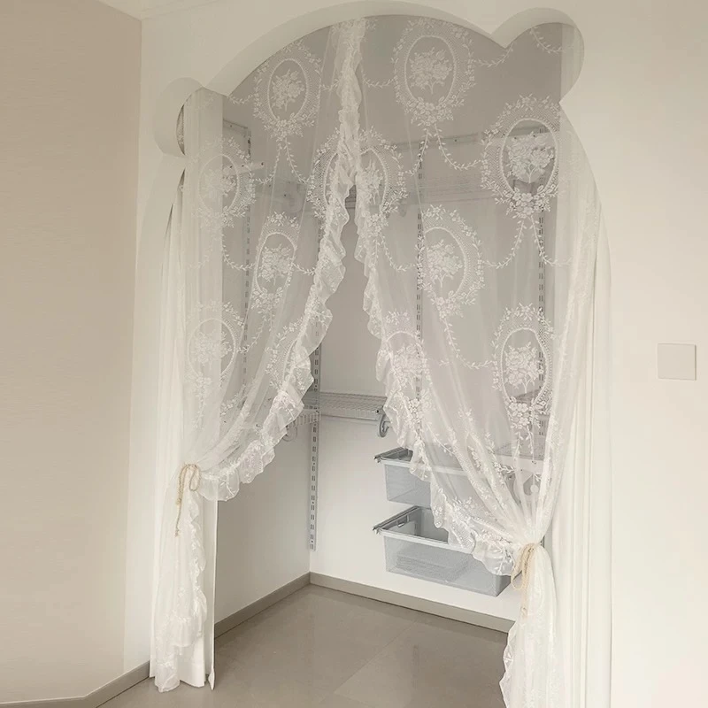 （可定大尺寸）窗纱镜月纱蕾丝客厅阳台飘窗衣帽间高端洛可可纱帘