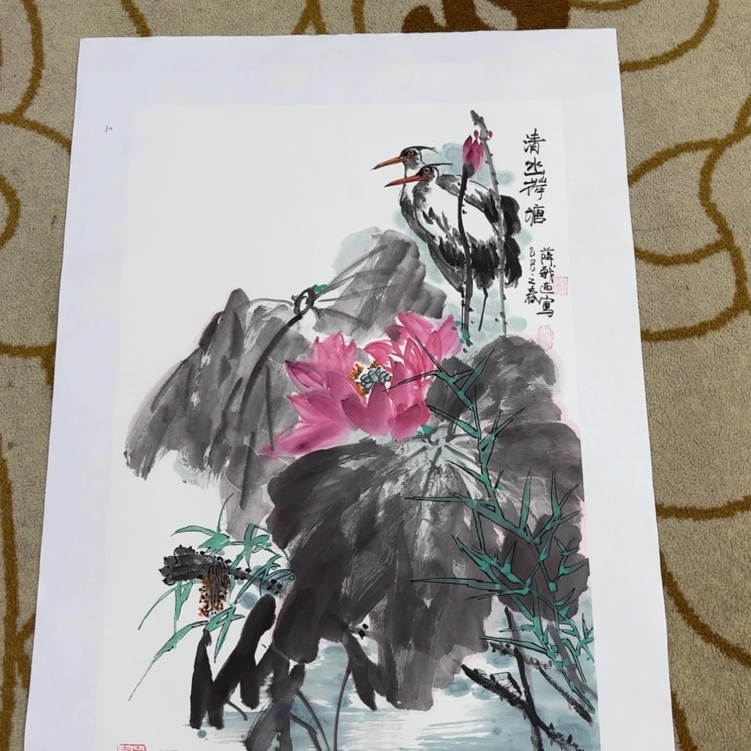 国画薛战迎四尺三开李欣主播