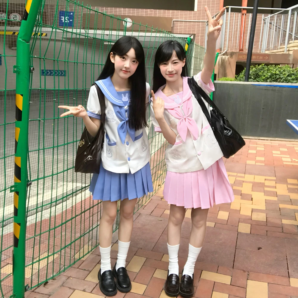 空栗鼠丸【兔】原创jk制服可爱幼稚园水手服长袖jk双子闺蜜套装女