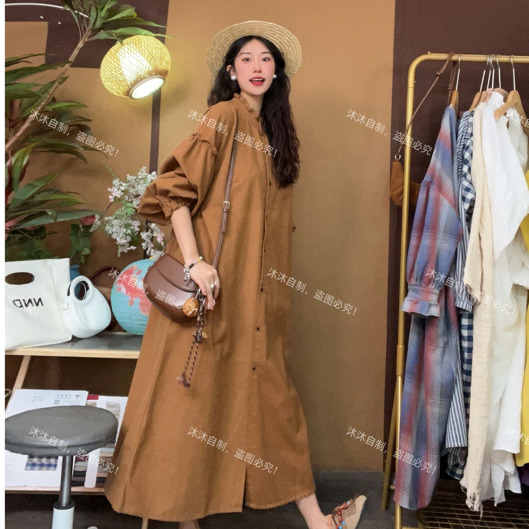【沐沐自制】T619秋*超细磨毛手感*复古*文艺*宽松显瘦* 连衣裙