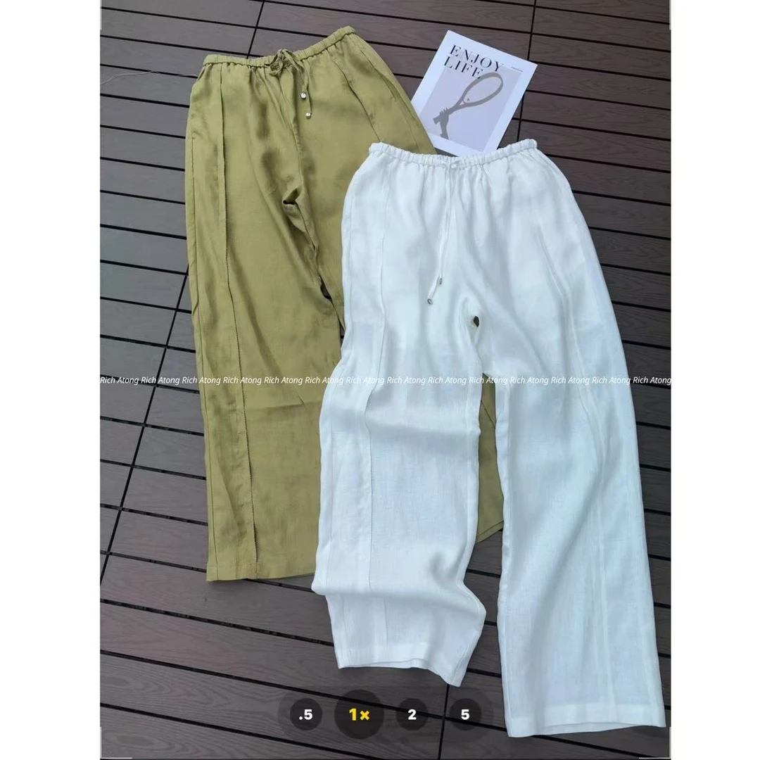atong/阿彤-【贝壳裤】-2025 手工搓麻轻酵洗麻抽绳休闲裤0416-14