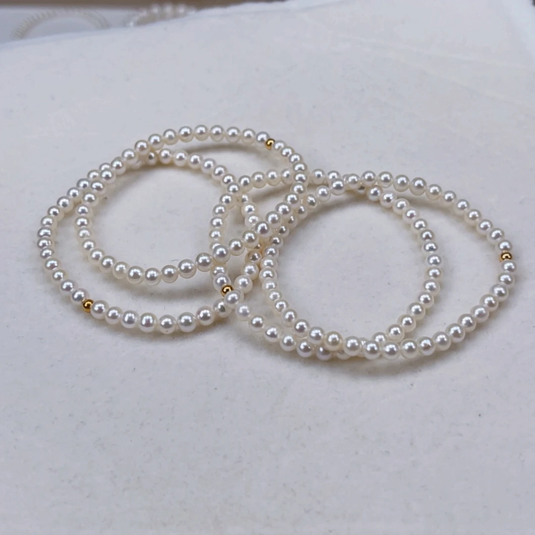 银S925镶嵌手绳淡水珍珠4-5天然淡水珍珠手串