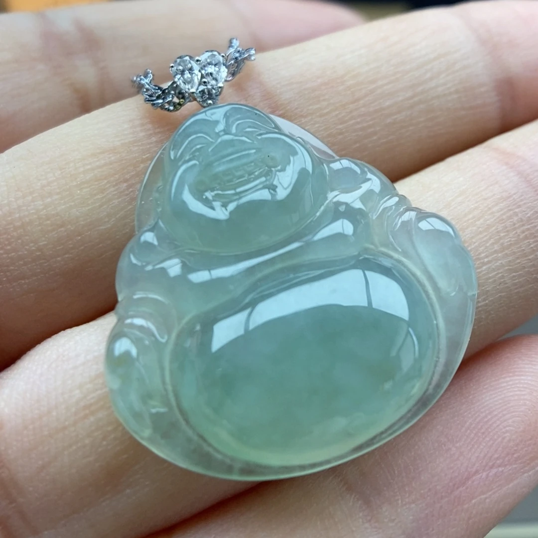 翡翠18K金镶嵌颈饰吊坠7