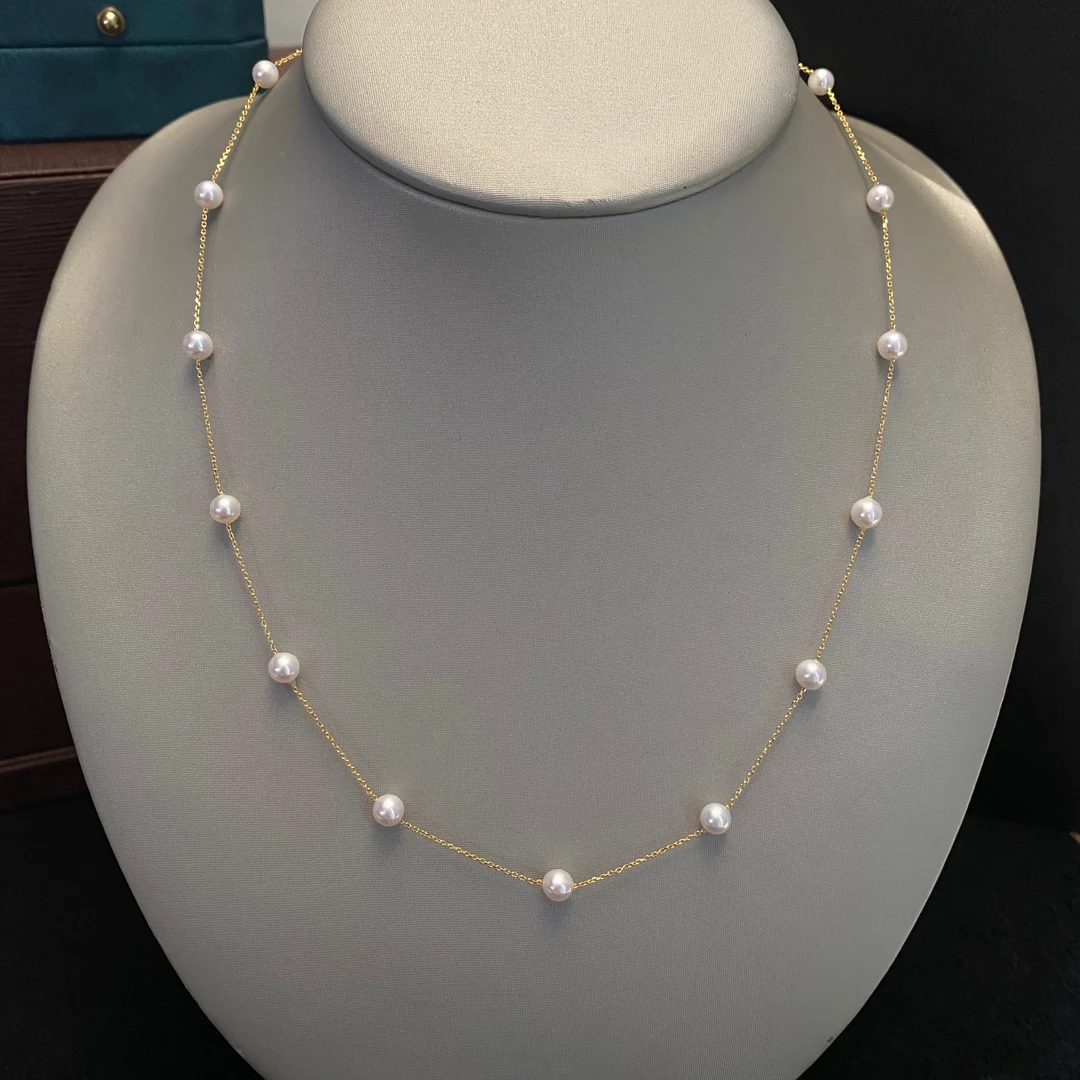 18K金满天星 珍珠项链  约4-5mm 链长约45cm  246434-45