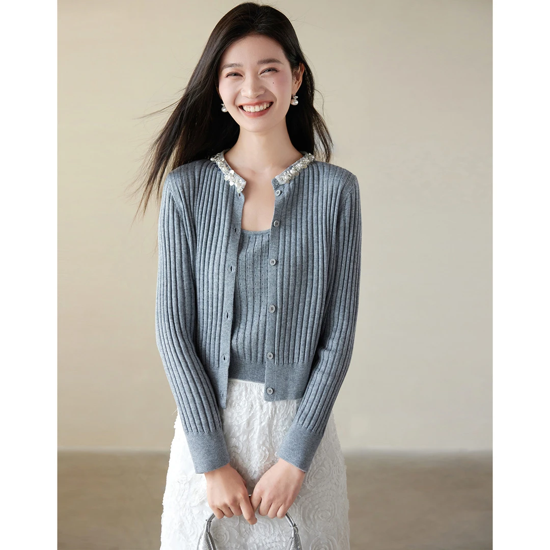 【商场同款】朗文斯汀亮片钉珠吊带针织开衫套装DTYG4308C03233