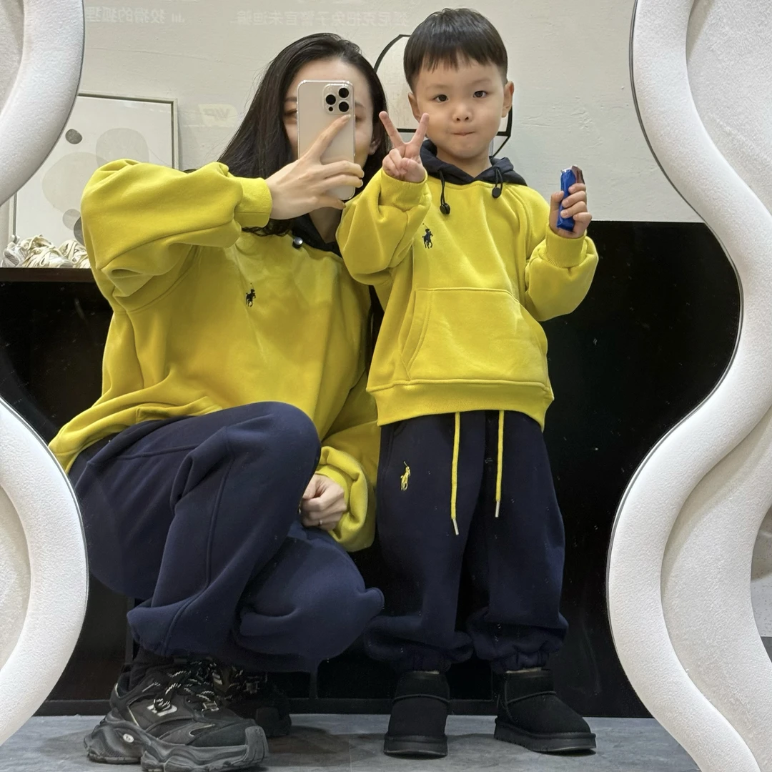 【设计师款】2025春季新款男女童个性立体绣花拼色连帽卫衣