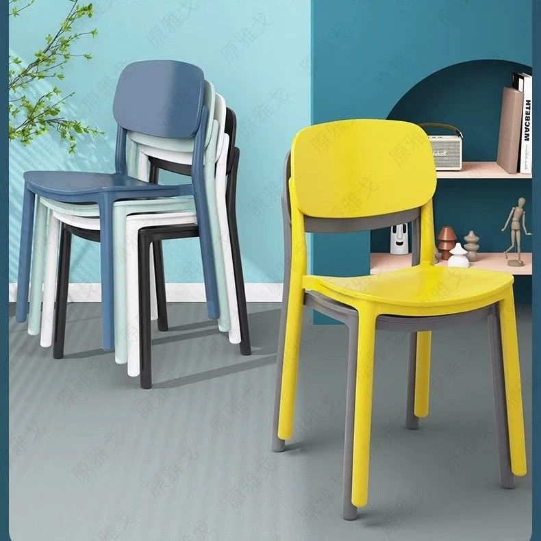 塑料椅子北欧风加厚家用餐桌可叠放凳子客厅休闲靠背椅久坐舒适