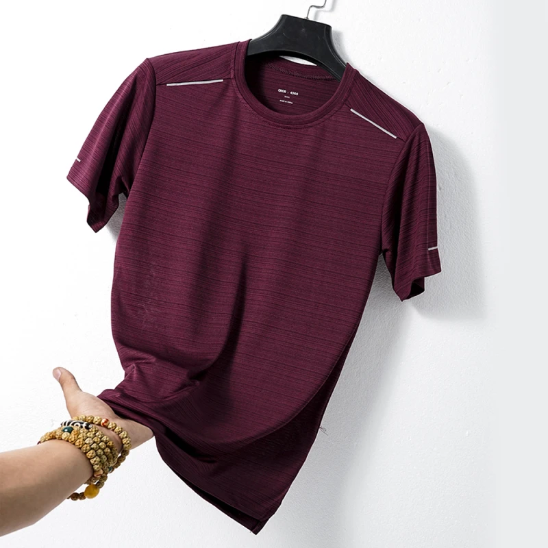 情侣款户外夏季透气薄款纯色跑步休闲百搭外贸速干短袖4505