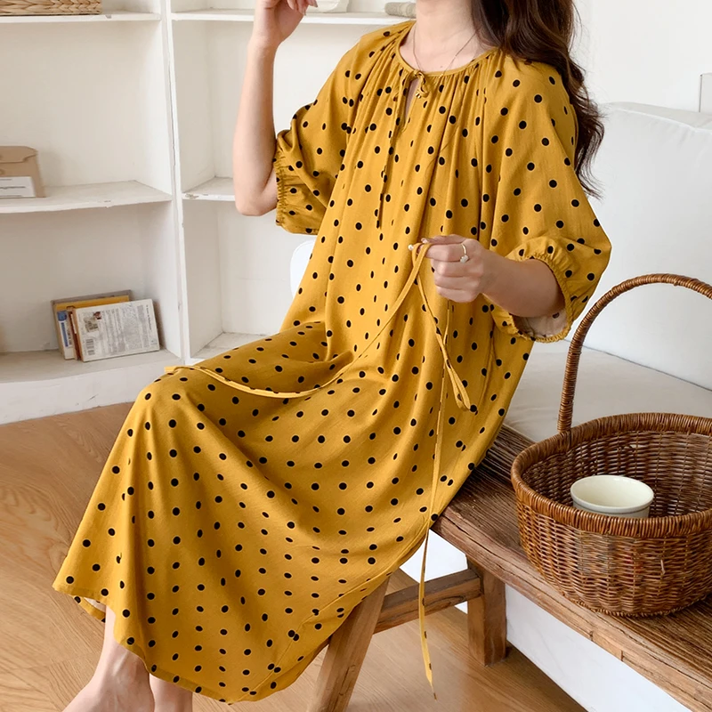 睡裙绵绸睡裙 人造棉睡裙人棉夏季薄款短袖
