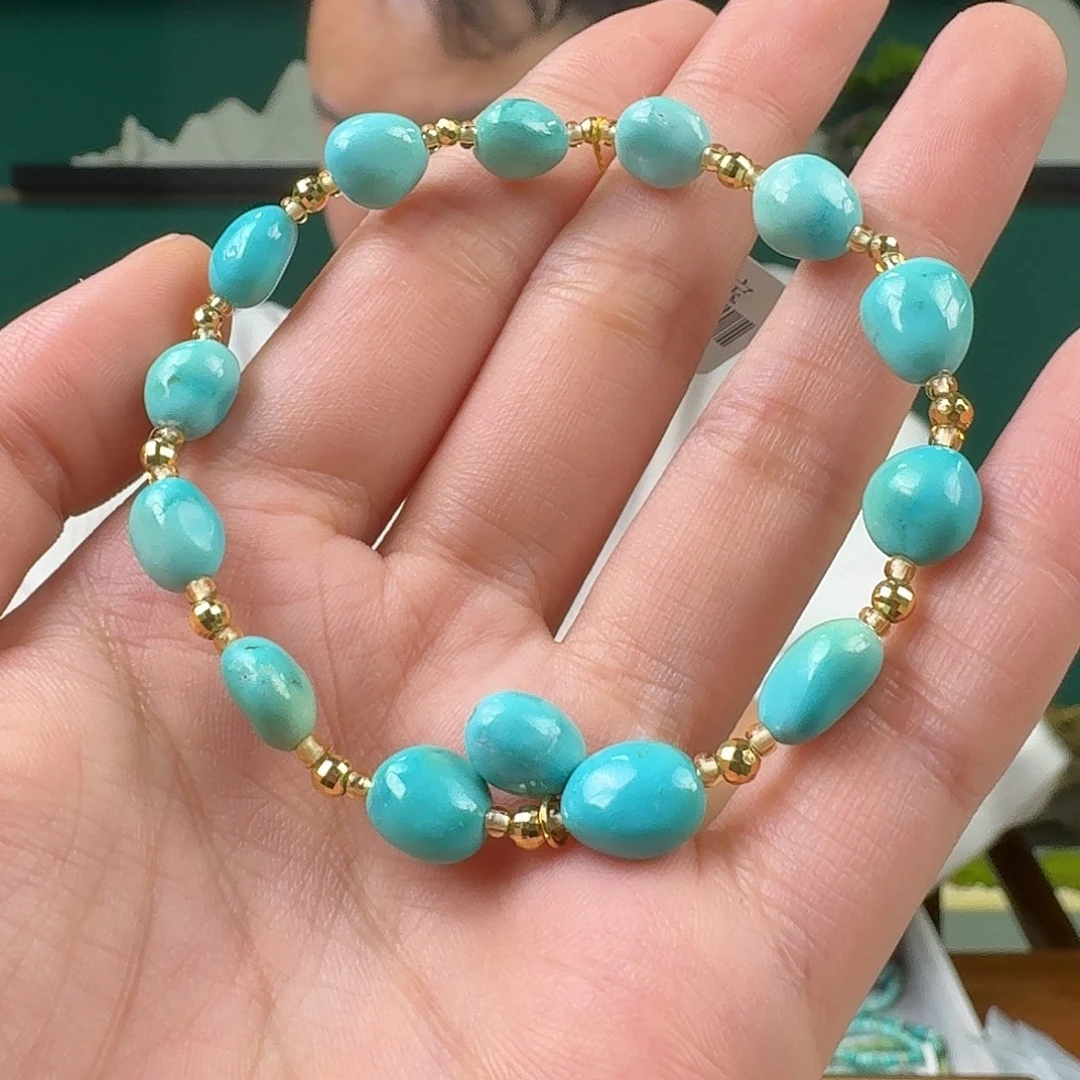 绿松石18K金镶嵌挂件