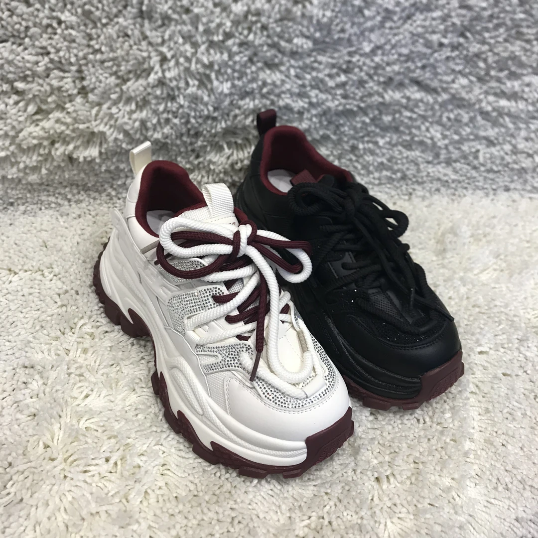 时尚休闲鞋黑色黑红老爹鞋跑鞋女士时尚厚底老爹鞋女女款