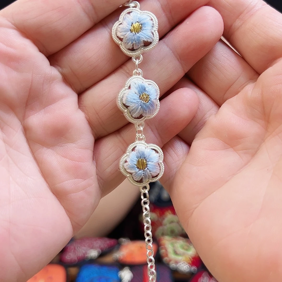 黄铜925银布艺手工刺绣