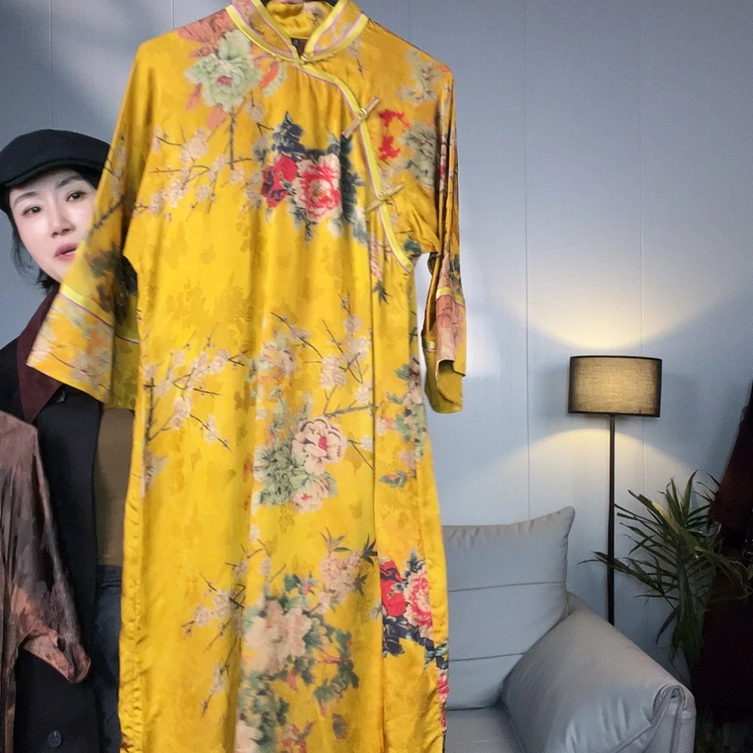 Xl真丝旗袍裙去拍去拍去拍去拍