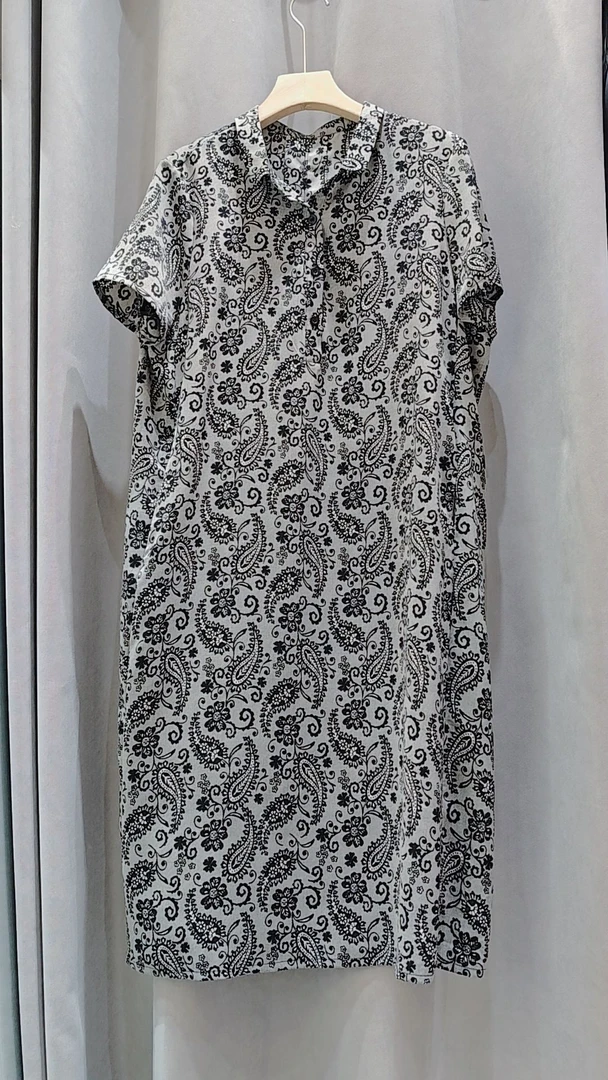 妈妈夏装洋气宽松直筒连衣裙中老年女夏季气质遮肚裙子