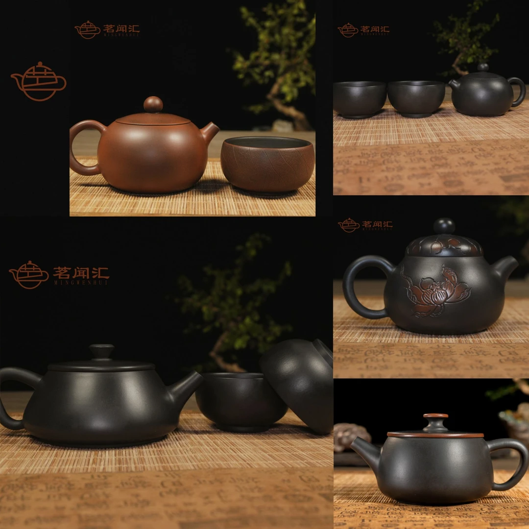 茗闻汇-建水紫陶-纯手工-精美汉瓦-西施-梨形-石瓢-茶壶-茶具