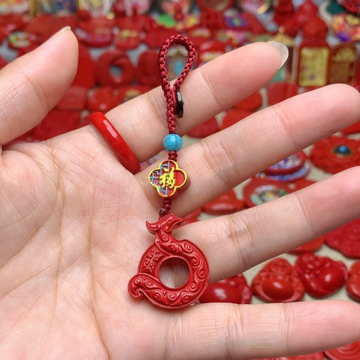 天然辰砂工艺品朱砂钥匙扣