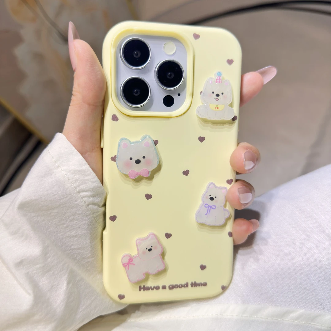 ins高颜值爱心西高地适用苹果16手机壳iPhone15promax波点14/13女