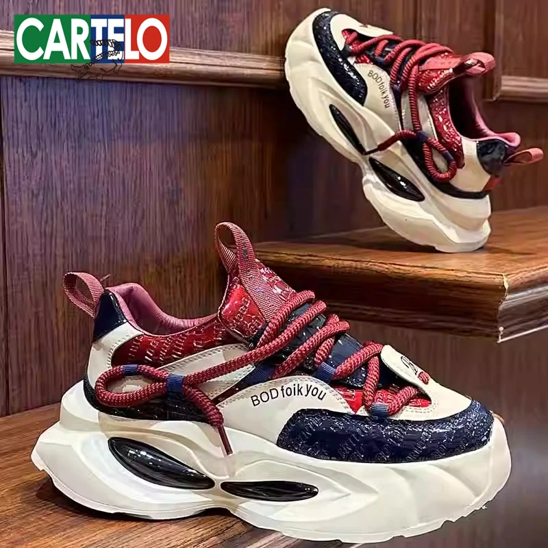 卡帝乐鳄鱼男鞋2025新款轻奢厚底时尚百搭老爹鞋潮流休闲运动鞋子