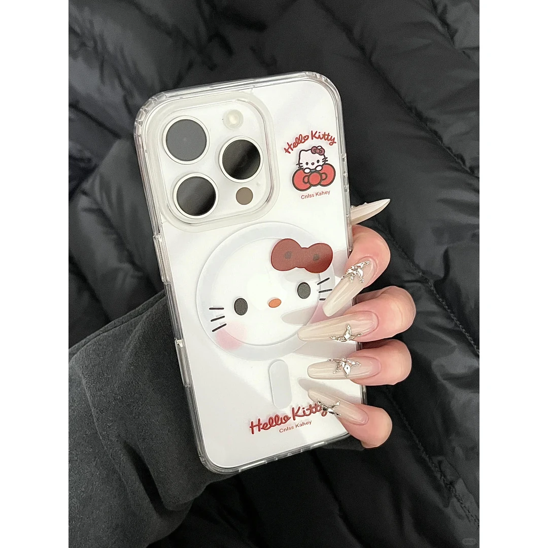 BANCA甜美腮红kt猫适用iPhone16promax磁吸手机壳苹果15/14透明13