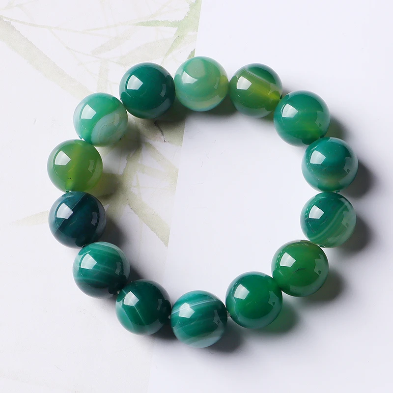名玉艺术 天然玛瑙 绿色玛瑙手串