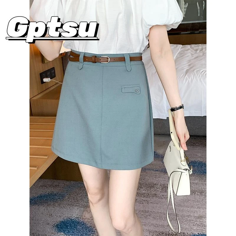 GPTSu西装半身裙女2025夏季新款显瘦时尚A字气质高腰包臀休闲短裙