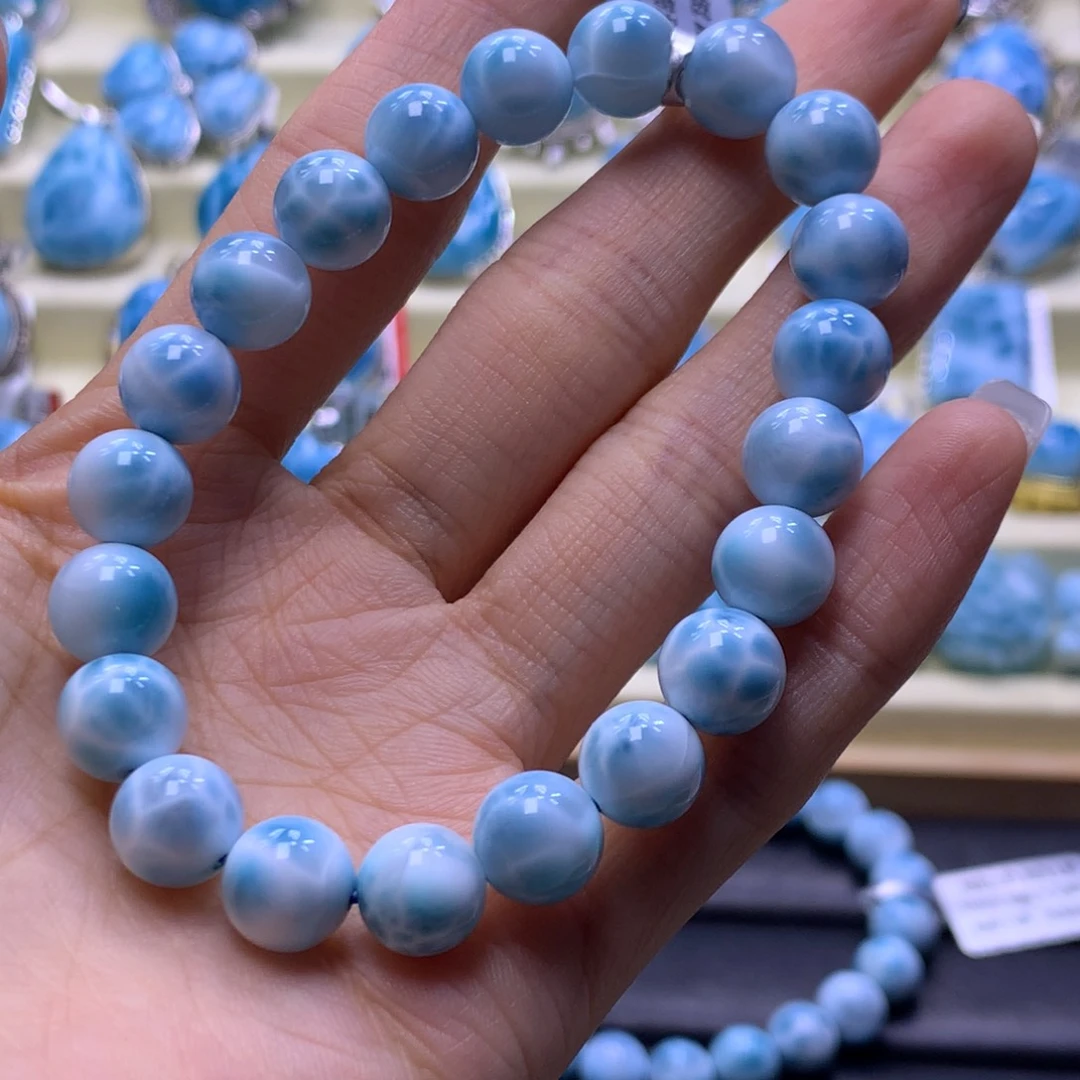 针钠钙石（海纹石）未镶嵌手链9m手串色差略异