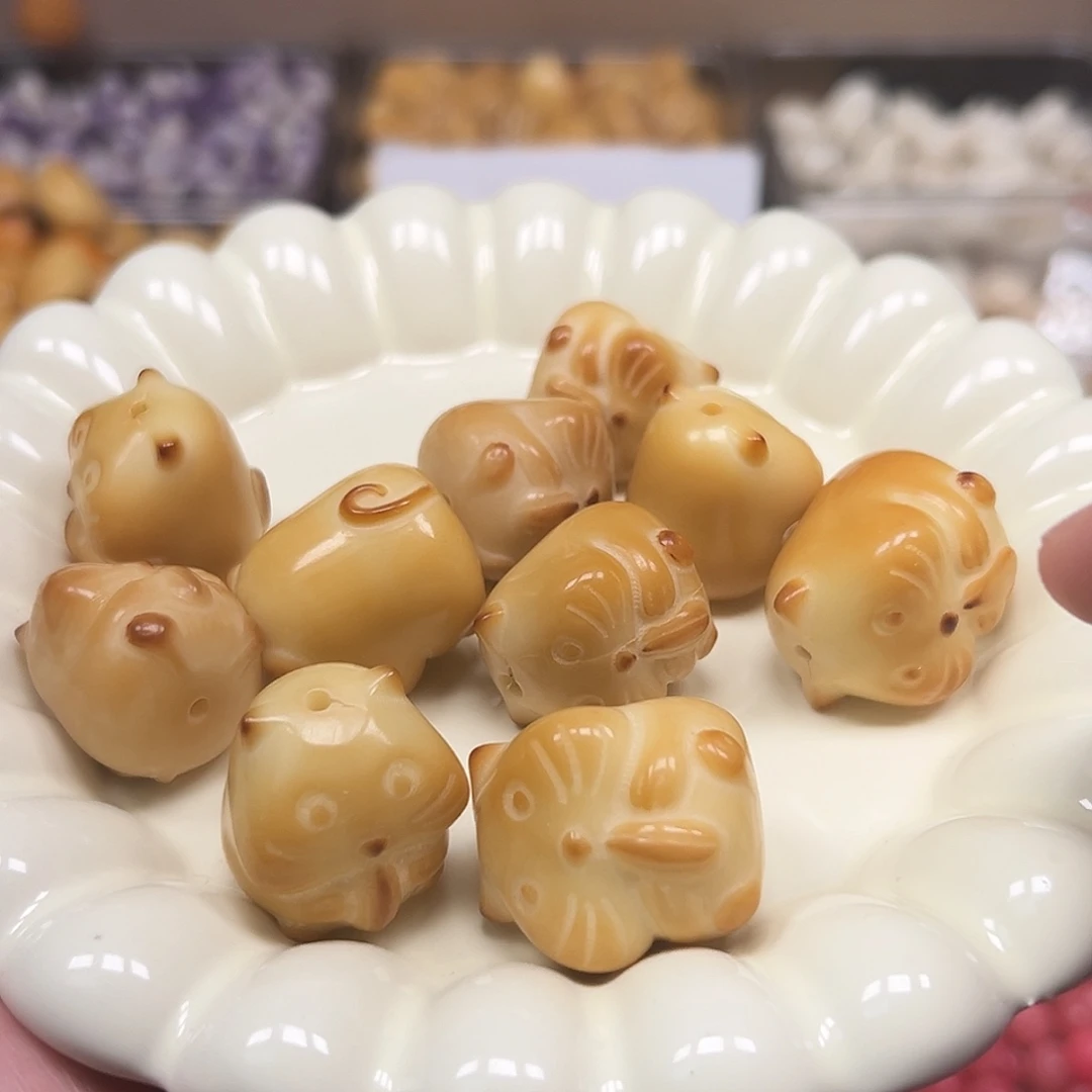 手串菩提根/象牙果3颗炭烧松鼠微瑕