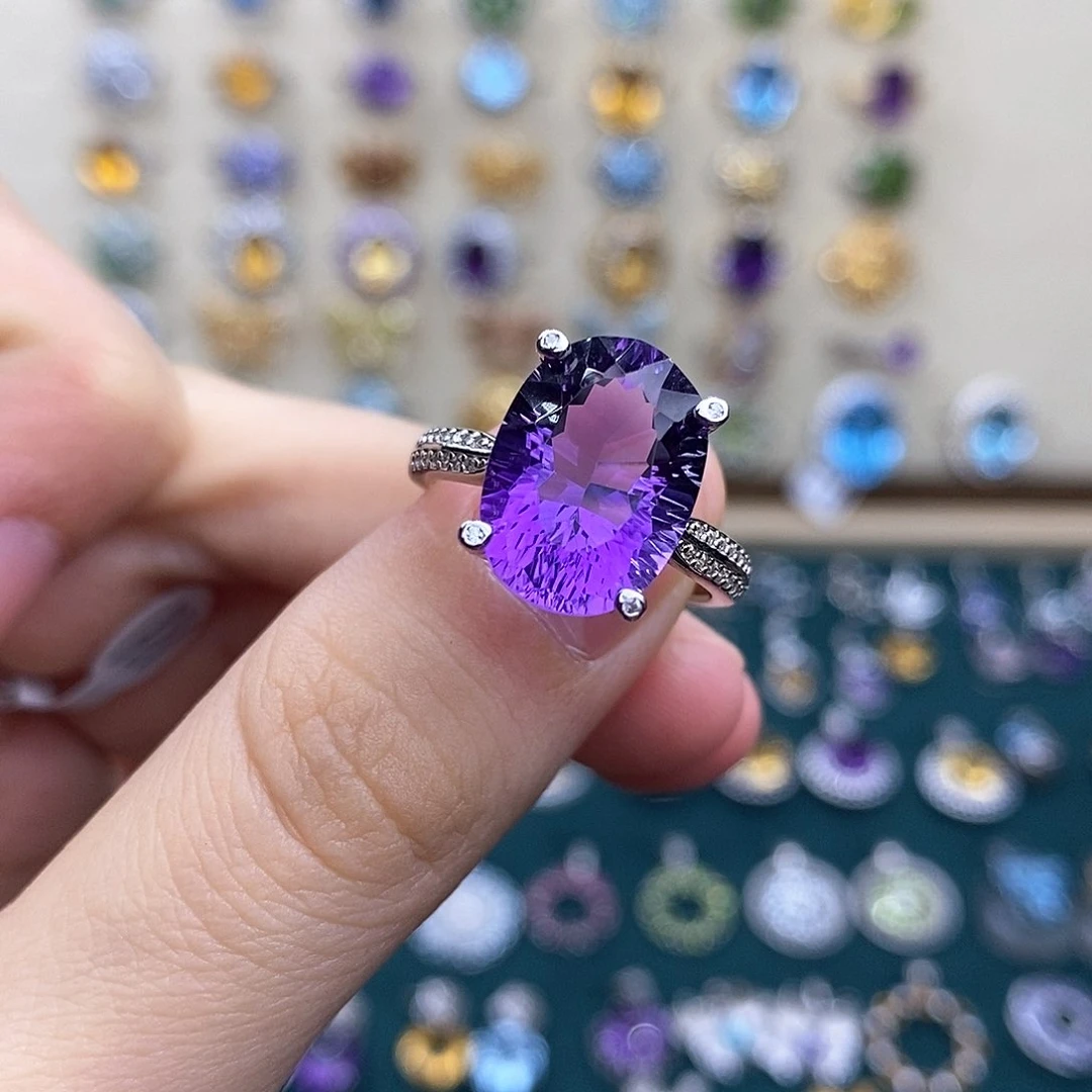 银S925镶嵌戒指紫晶（一物一证）