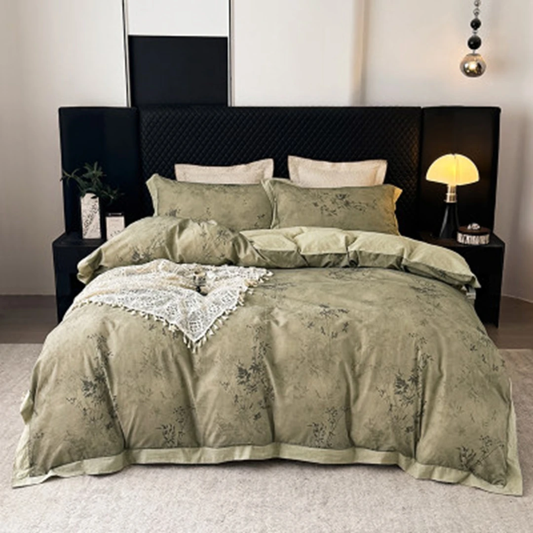 M【四件套-墨竹-灰】200*230标准四件套家用柔软亲肤可机洗