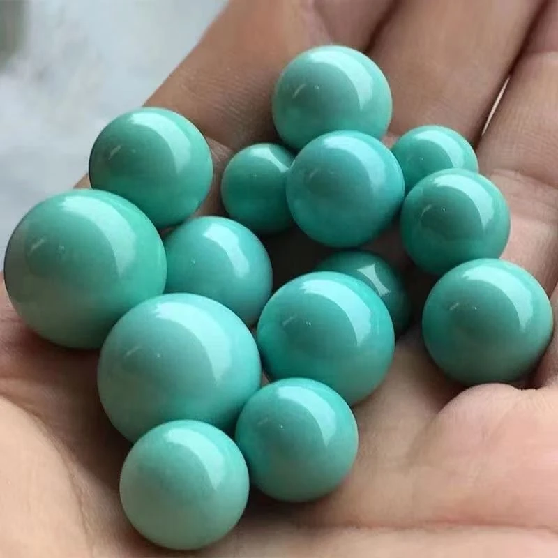 2颗装【半孔直通孔】仿绿松石圆珠蓝松石散珠腰珠DIY饰品配饰珠