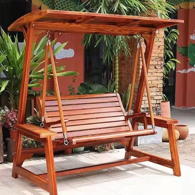 新款户外双人实木秋千摇椅室外休闲儿童吊椅阳台花园庭院家用凉亭