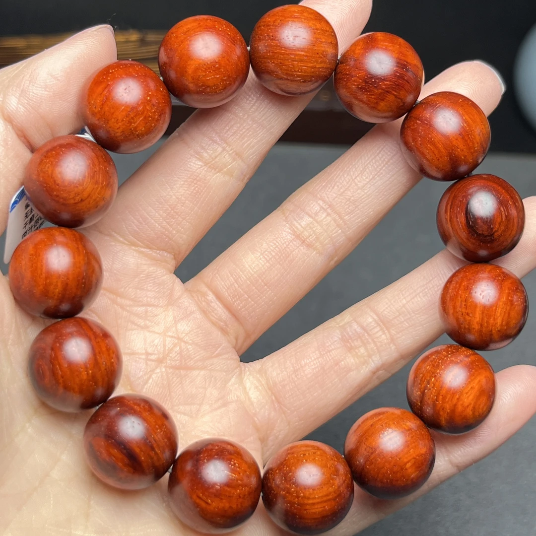原汁原味1.5cm老料二標料印度小叶紫檀文玩手串佛珠盘玩木串