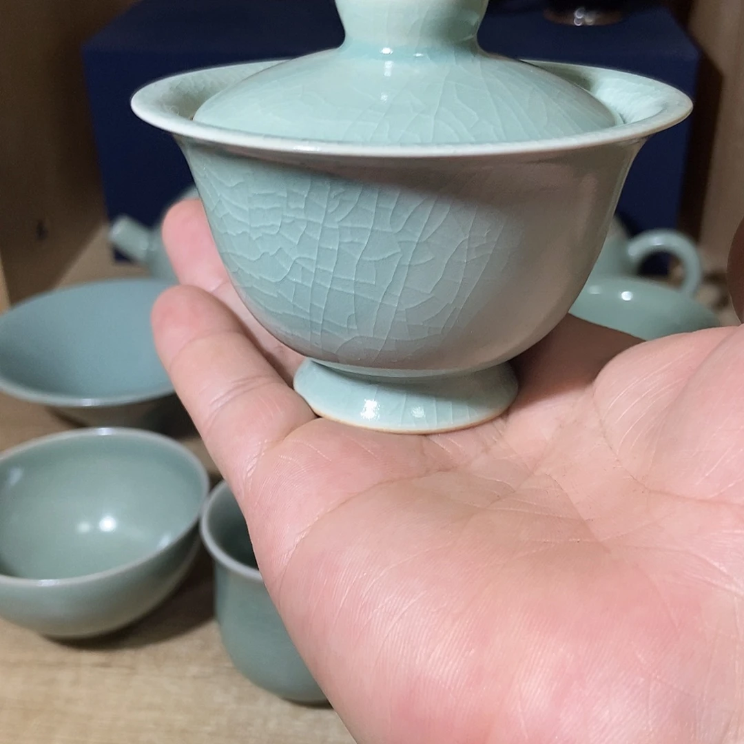 陶瓷纯手工两才元宝盖碗