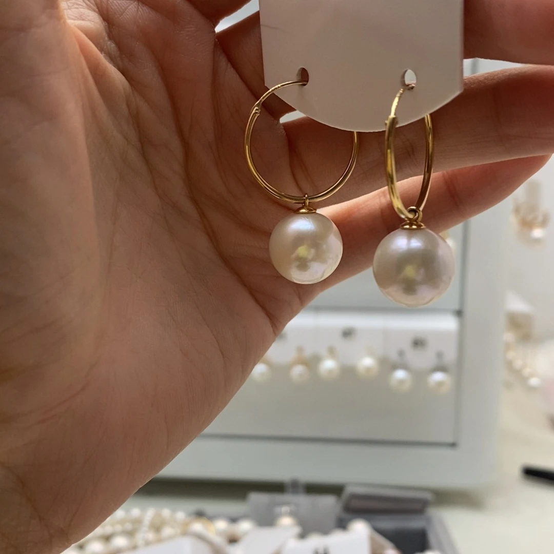 银S925镶嵌淡水珍珠耳饰
