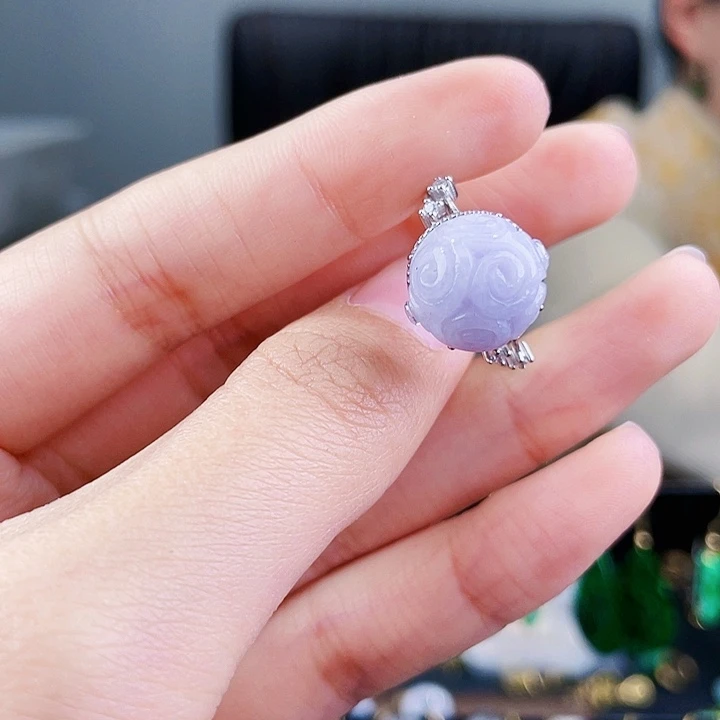 翡翠戒指银S925镶嵌饰品