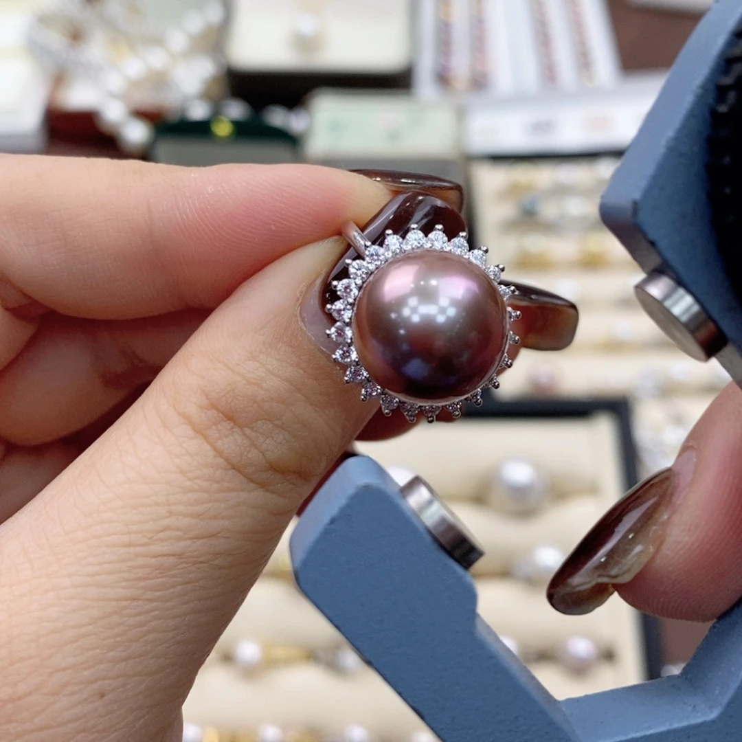 戒指银S925镶嵌淡水珍珠