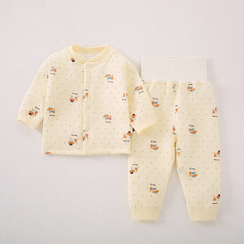 40克薄棉婴幼儿分套装吸汗男女宝宝纯棉高腰护肚无骨秋冬家居服