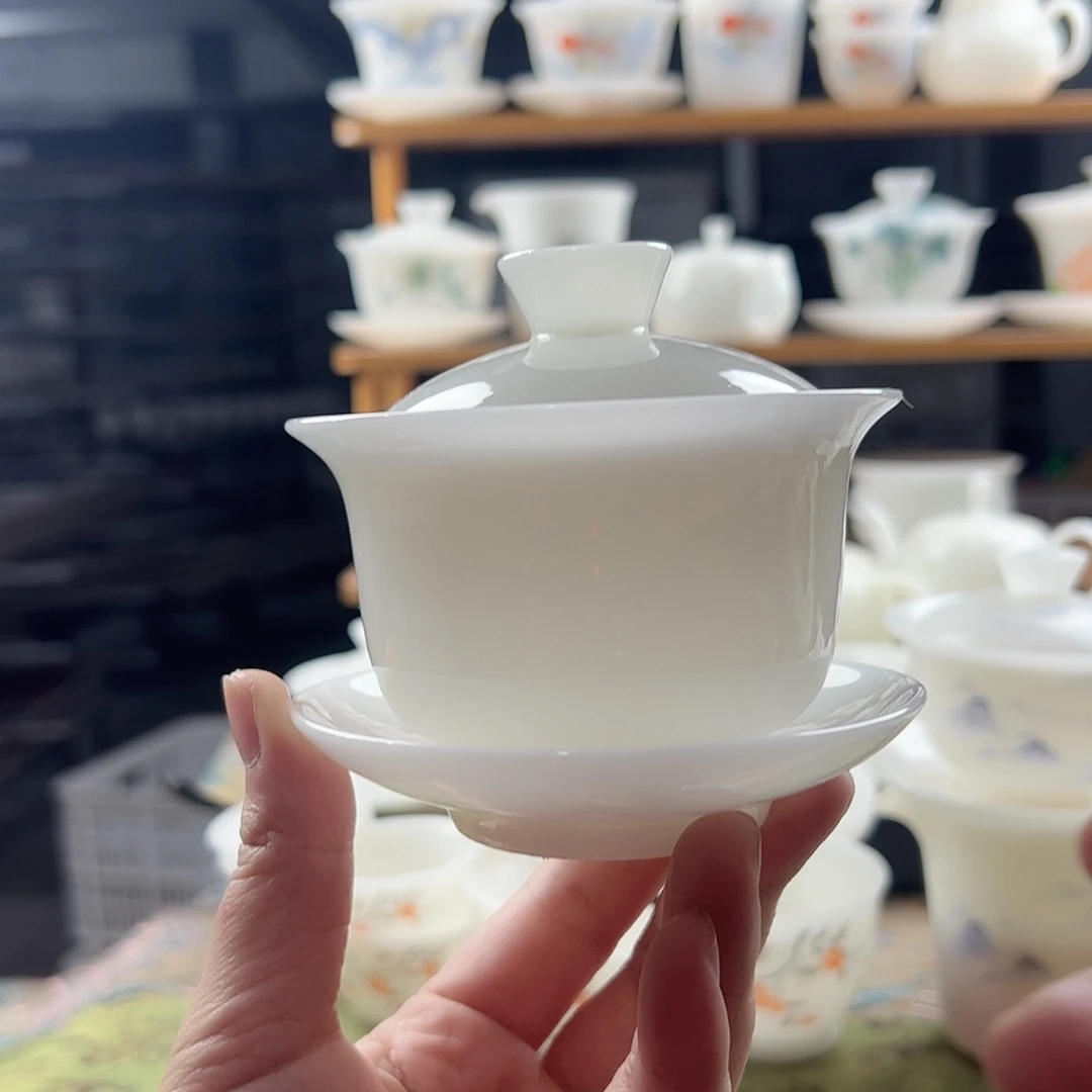 璞玉釉烧元宝盖碗满容180ml