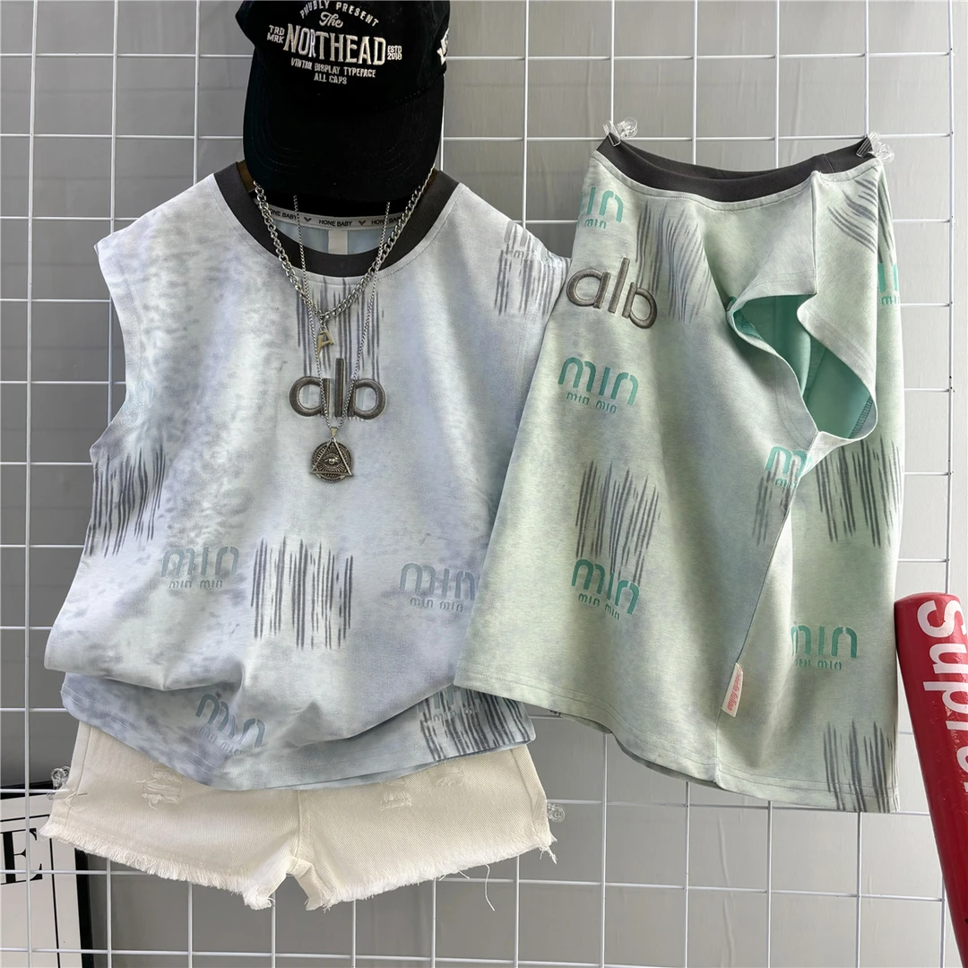 男童夏款2025款中大小男孩夏季无袖上衣背心宝宝夏装韩版绣花