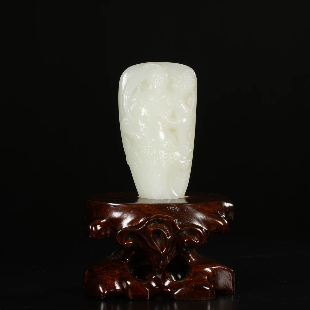 lot21精品和田玉羊脂武将摆件/保利拍卖