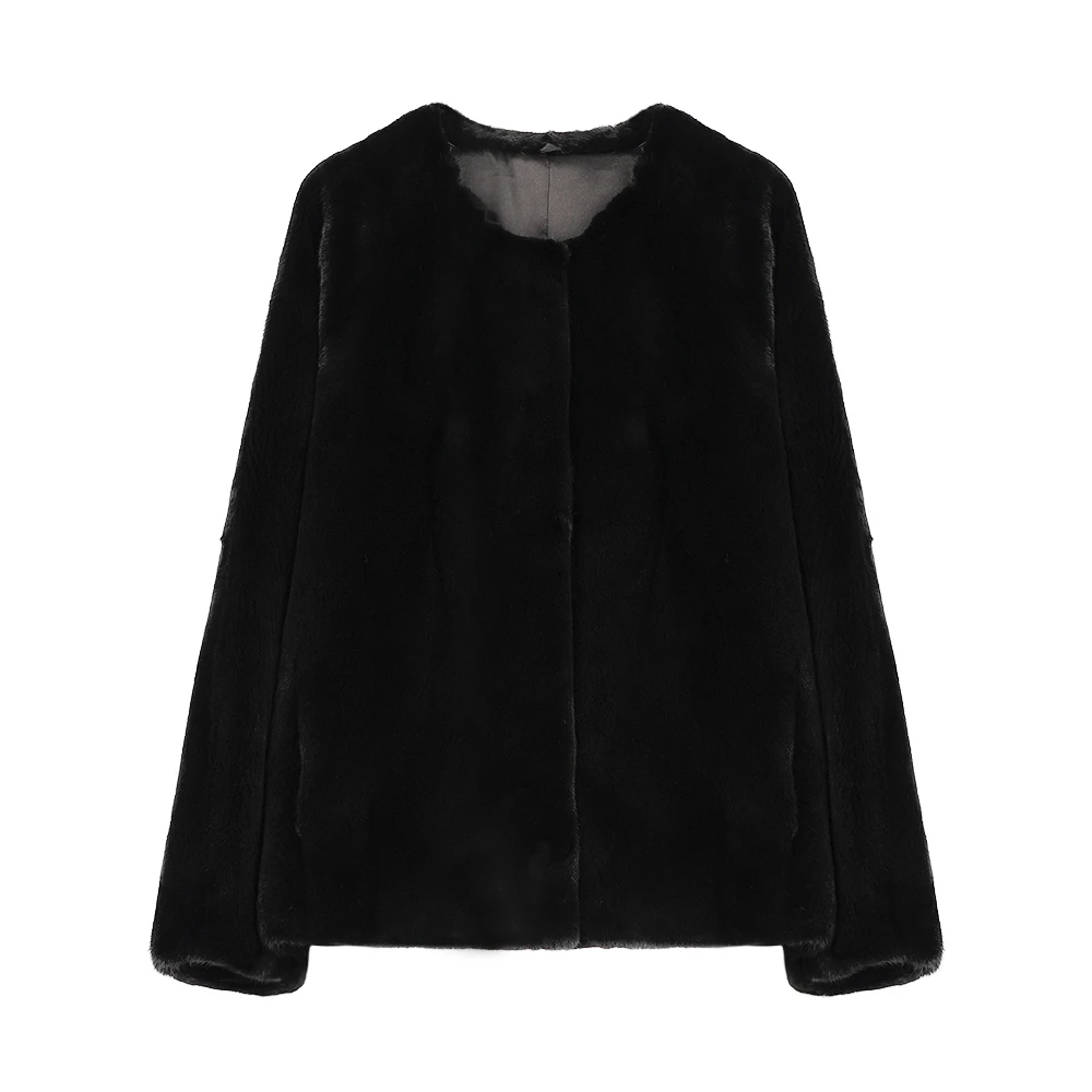 Zuaman/祖阿曼冬季新款进口天鹅绒水貂圆领蝙蝠袖减龄外套F-605